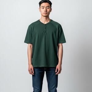 Lululemon Metal Vent Tech Henley Shirt Men's Sz M Green Short Sleeves Everyday